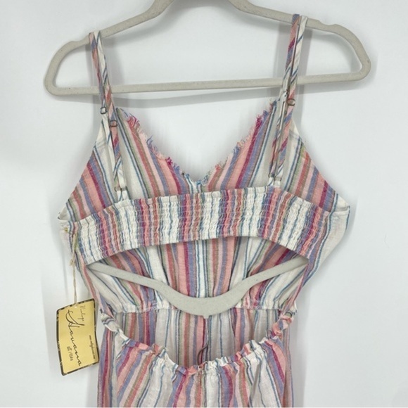 Vintage Havana Pink Striped Jumpsuit lurex‎ linen Sz S - Picture 8 of 9